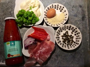 ingredienser til pizza