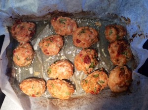 Kyllingfrikadeller efter 25 min. ved 200 grader
